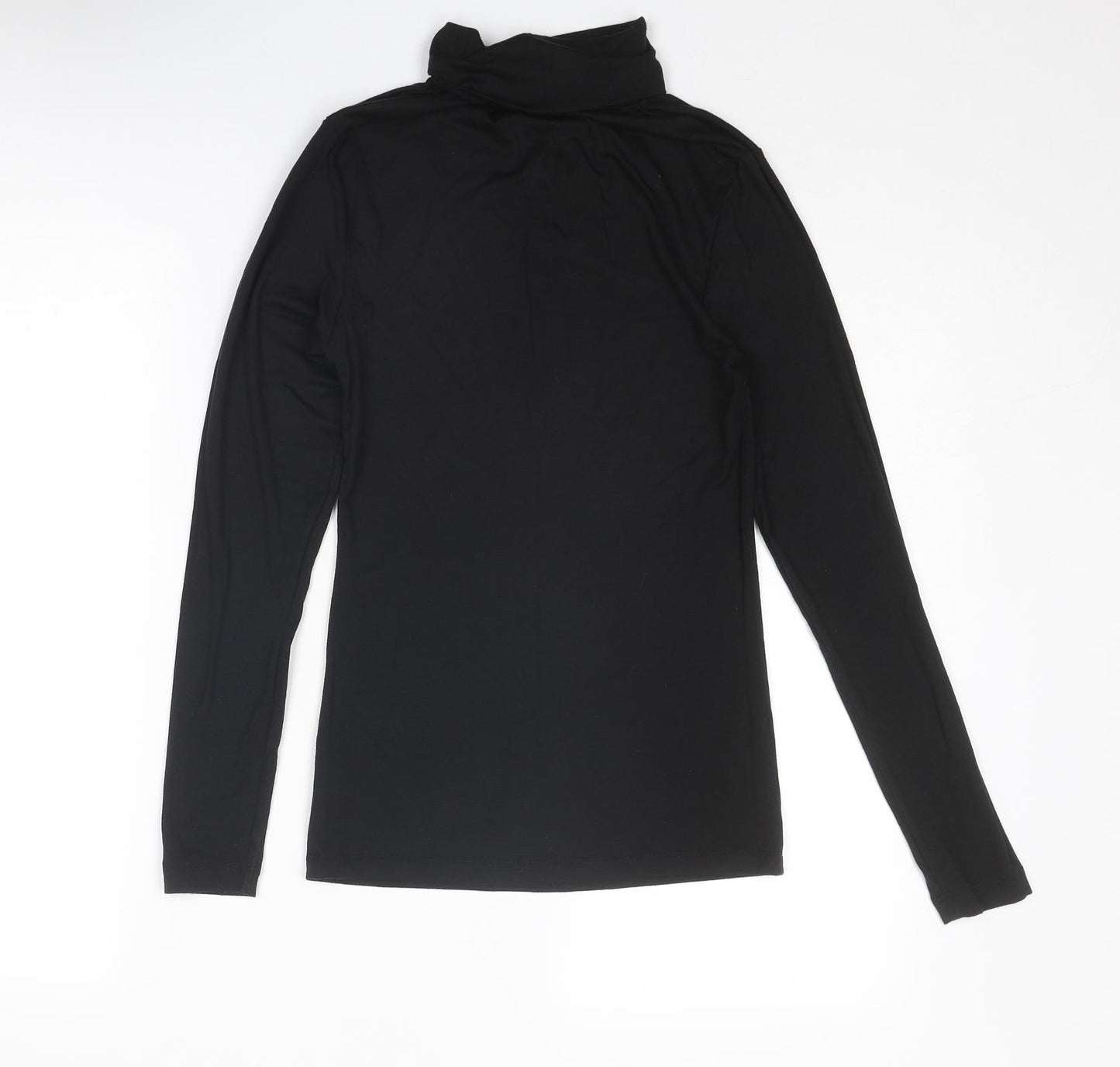 Marks and Spencer Womens Black Acrylic Basic T-Shirt Size 12 Roll Neck - Heatgen