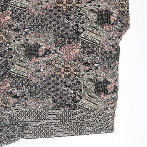 Wallis Womens Multicoloured Geometric Viscose Basic T-Shirt Size S Round Neck - Knot Detail