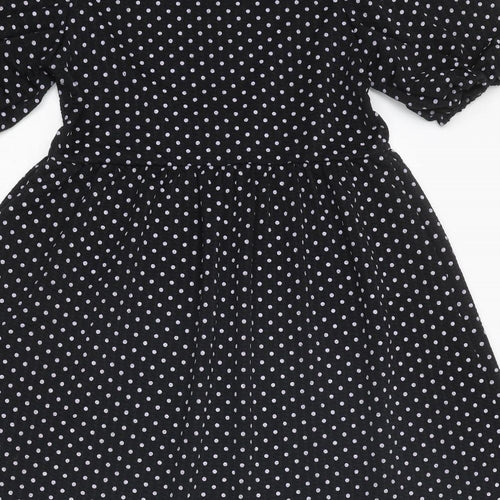 Topshop Womens Black Polka Dot Polyester A-Line Size 14 Round Neck Pullover
