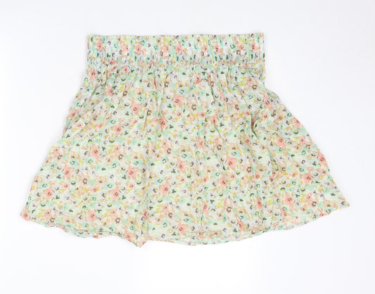 H&M Womens Multicoloured Floral Cotton Skater Skirt Size M