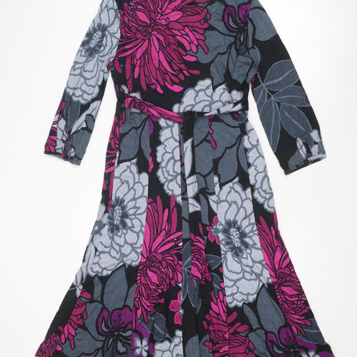 Per Una Womens Multicoloured Floral Viscose Trapeze & Swing Size 12 V-Neck Pullover