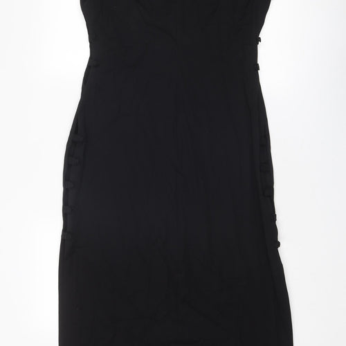 Zara Womens Black Polyester A-Line Size L Round Neck Zip