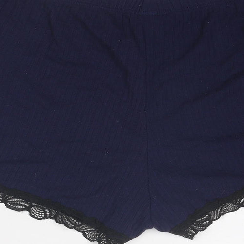 H&M Womens Blue Polyester Basic Shorts Size S Regular Pull On