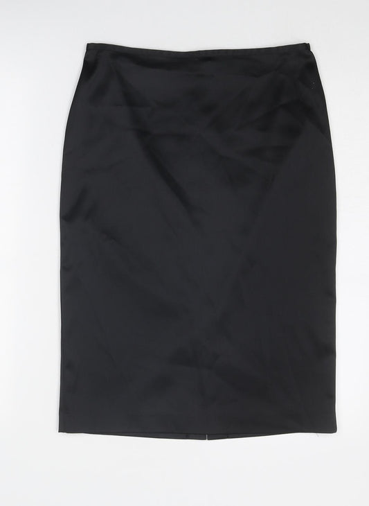 AMARANTO Womens Black Paisley Polyester Straight & Pencil Skirt Size 10 Zip