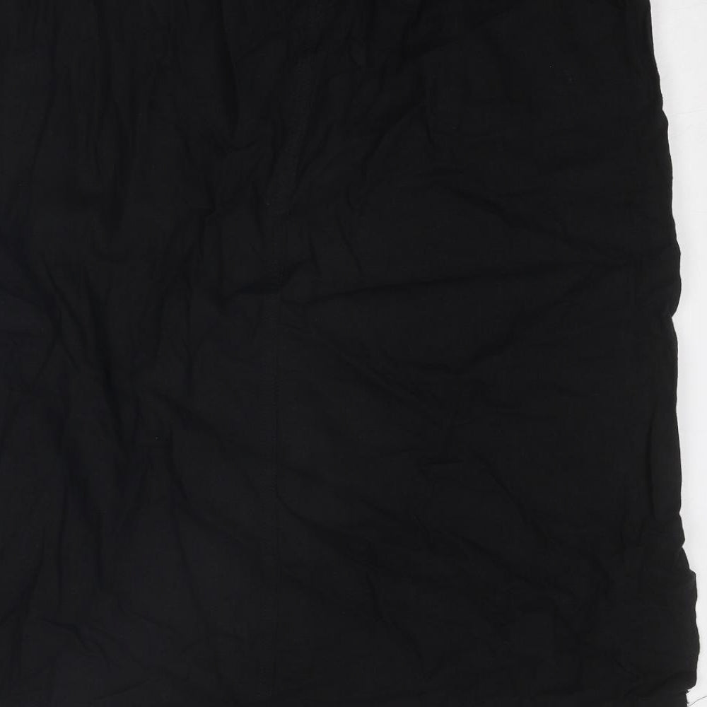 Marks and Spencer Womens Black Linen A-Line Skirt Size 20 Drawstring