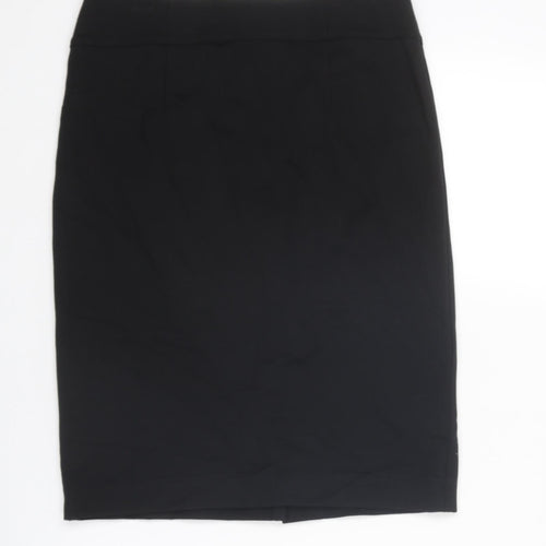 John Lewis Womens Black Cotton Straight & Pencil Skirt Size 8 Zip