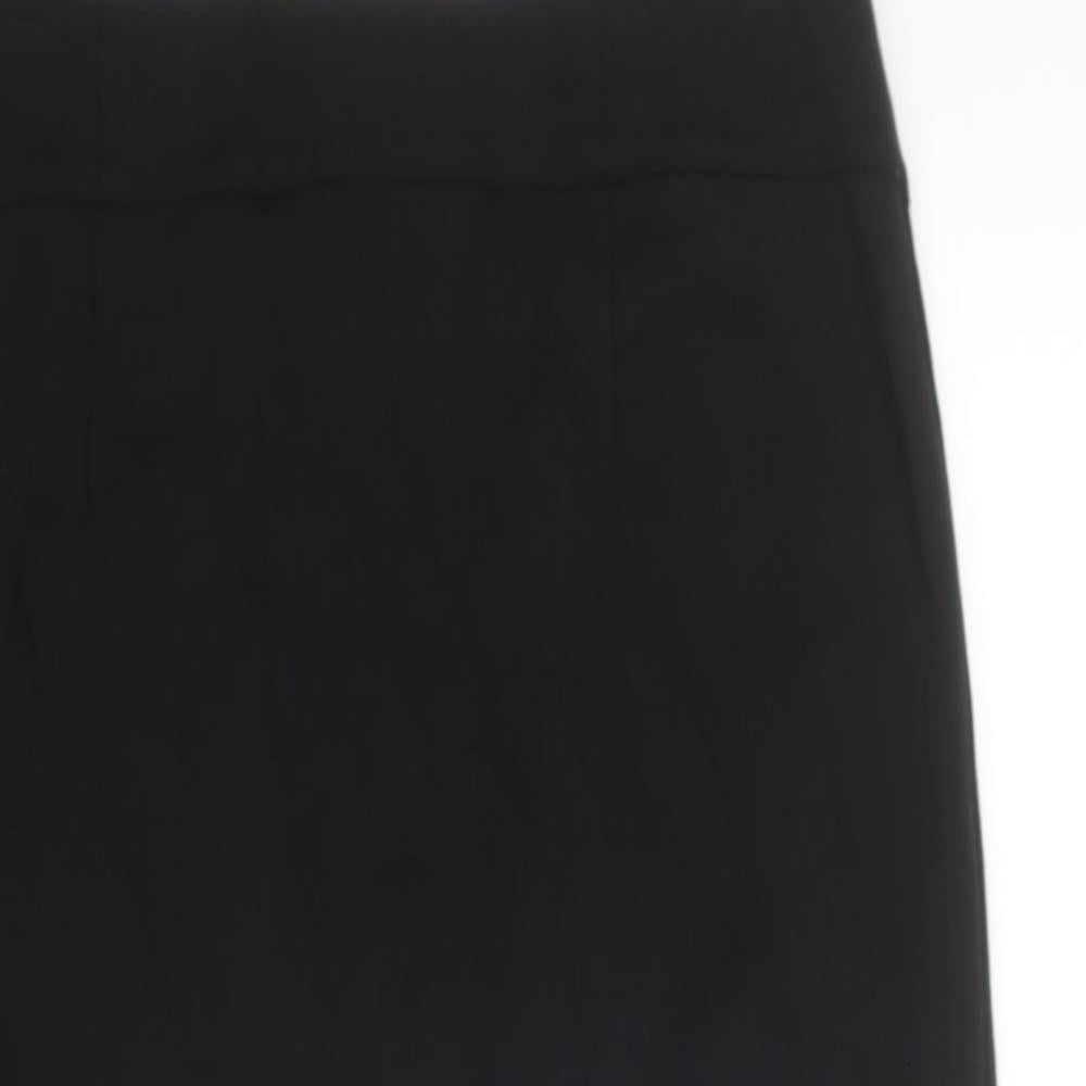 John Lewis Womens Black Cotton Straight & Pencil Skirt Size 8 Zip