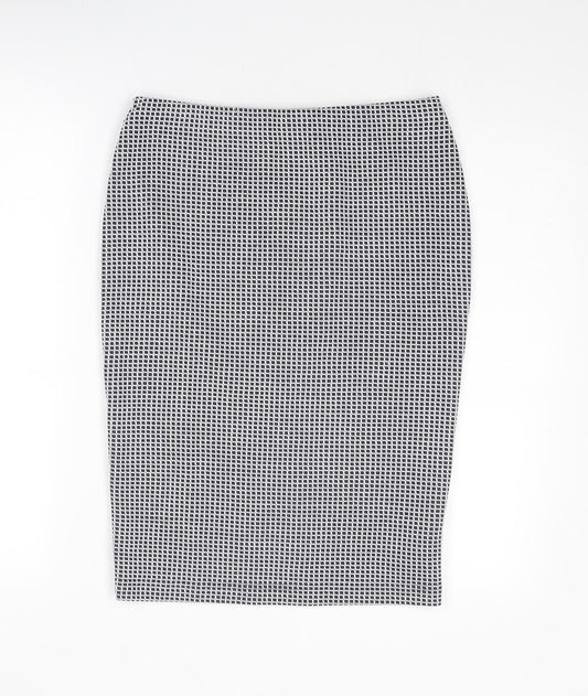 Marks and Spencer Womens Blue Geometric Polyester Straight & Pencil Skirt Size 10