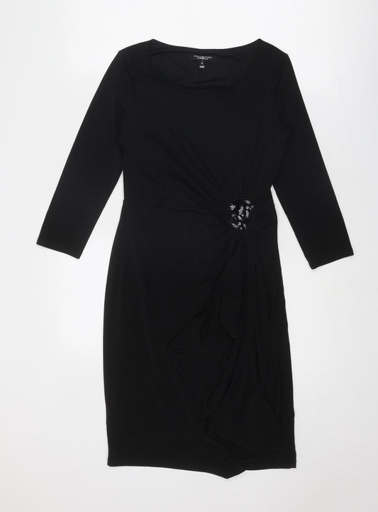 Debenhams Womens Black Polyester Shift Size 10 Round Neck Pullover