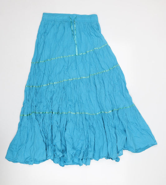 Studio West Womens Blue Cotton Peasant Skirt Size M Drawstring