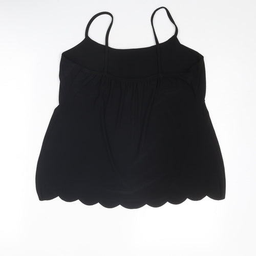 Boohoo Womens Black Polyester Camisole Tank Size 16 Scoop Neck - Scallop Hem