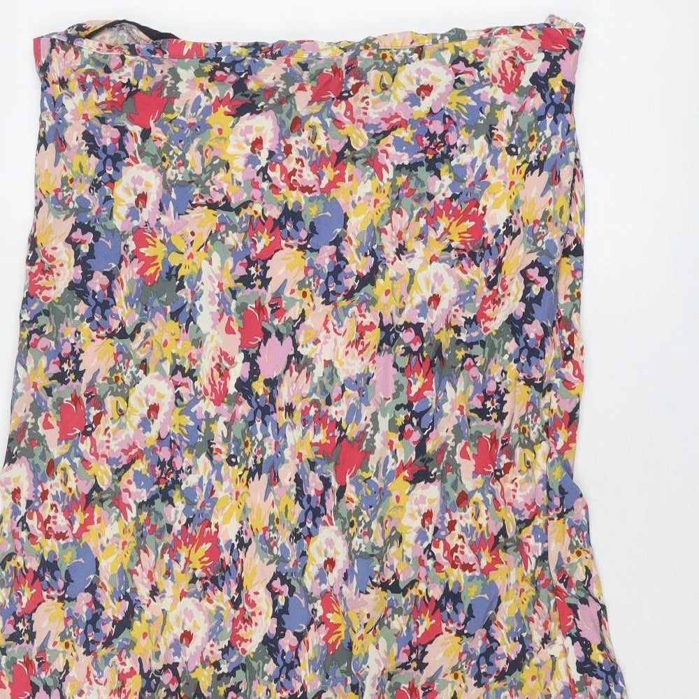 Joules Womens Multicoloured Floral Viscose Swing Skirt Size 16 Zip