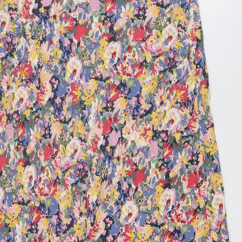 Joules Womens Multicoloured Floral Viscose Swing Skirt Size 16 Zip