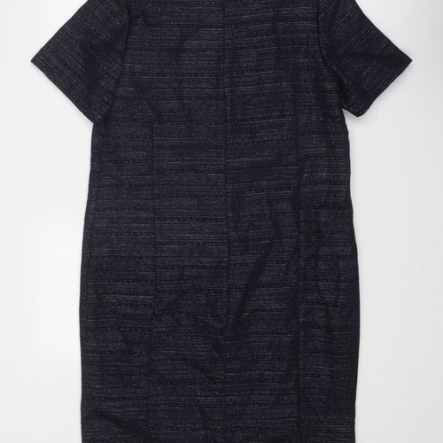 NEXT Womens Blue Striped Polyester T-Shirt Dress Size 14 V-Neck Zip