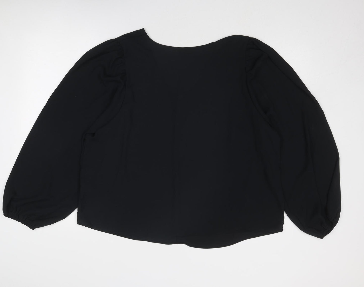 Marks and Spencer Womens Black Polyester Basic Blouse Size 20 V-Neck
