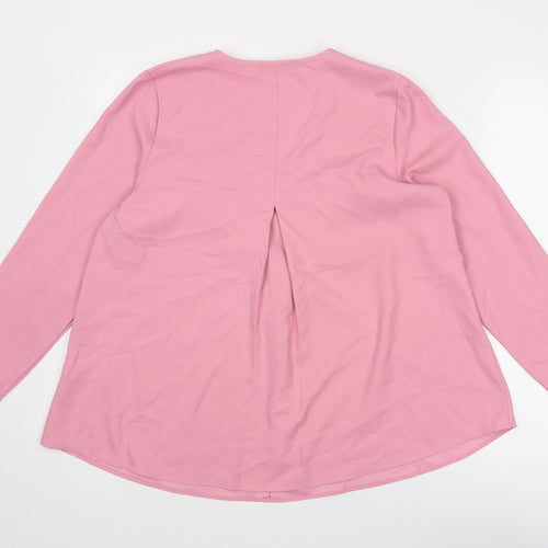 Marks and Spencer Womens Pink Polyester Basic Blouse Size 12 V-Neck