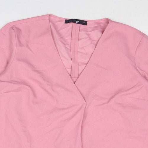 Marks and Spencer Womens Pink Polyester Basic Blouse Size 12 V-Neck