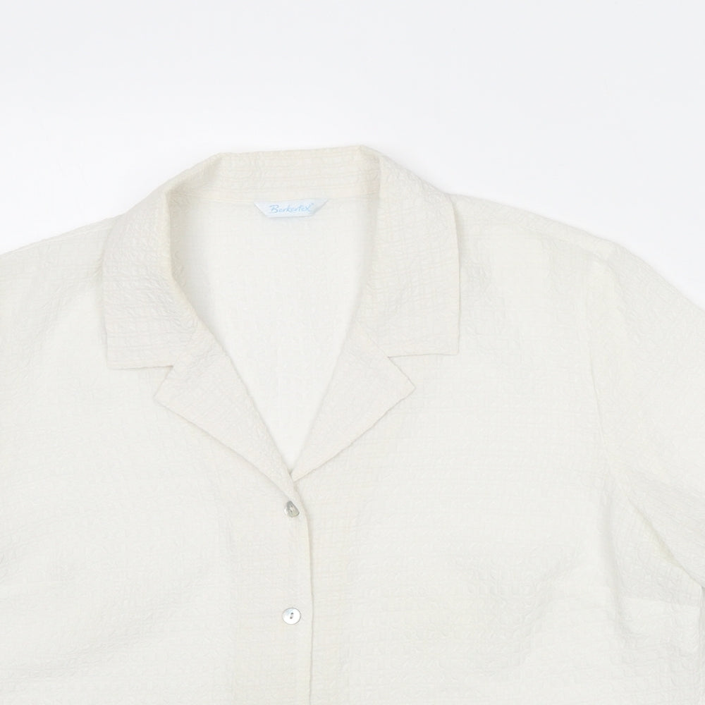 Berkertex Womens White Polyester Basic Button-Up Size 16 Collared