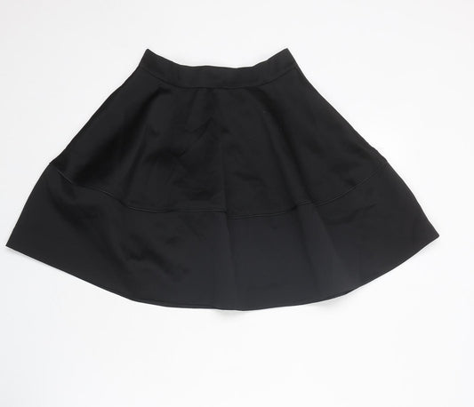 H&M Womens Black Polyester Swing Skirt Size 6 Zip
