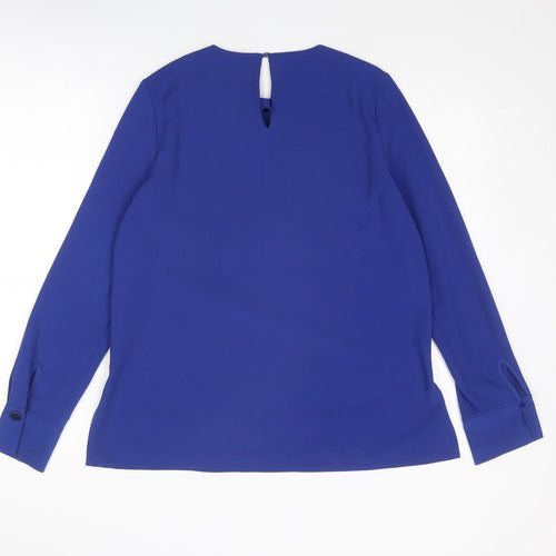 Warehouse Womens Blue Polyester Basic Blouse Size 8 Boat Neck