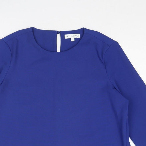 Warehouse Womens Blue Polyester Basic Blouse Size 8 Boat Neck