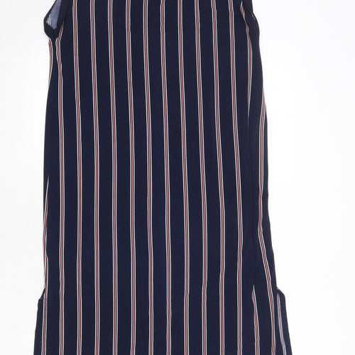 Oasis Womens Blue Striped Polyester Tank Dress Size XS Collared Button