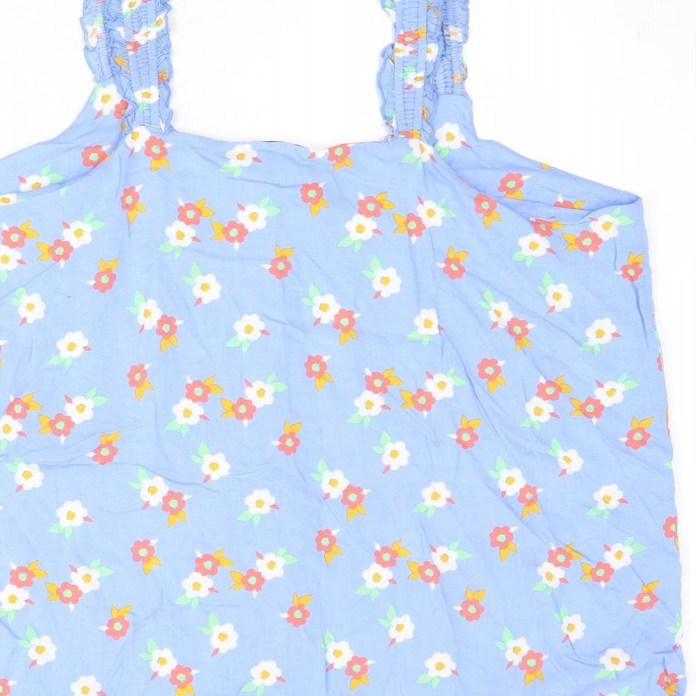Simply Be Womens Blue Floral Viscose Camisole Tank Size 20 Round Neck