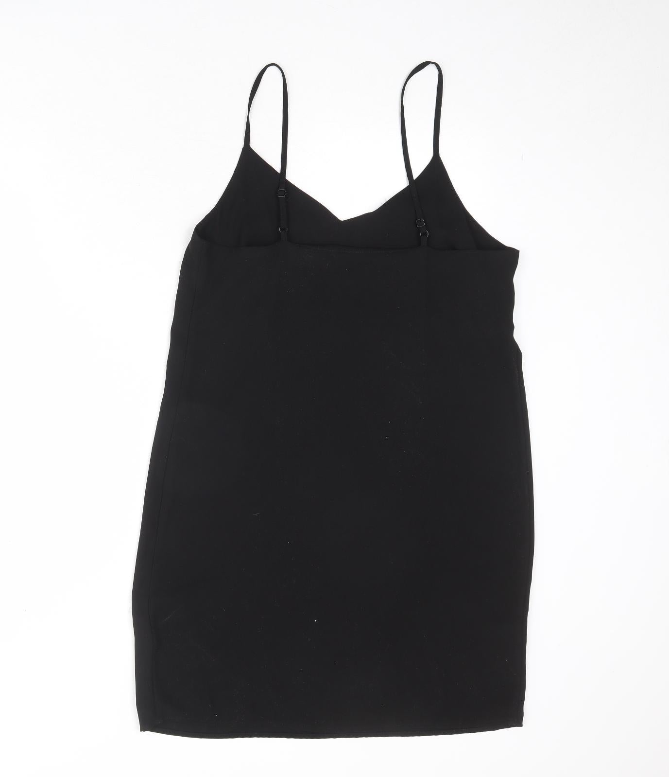 New Look Womens Black Polyester Tank Dress Size 10 V-Neck Pullover