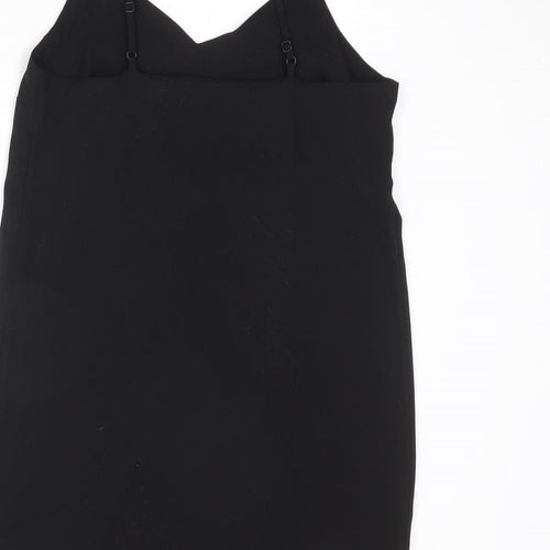 New Look Womens Black Polyester Tank Dress Size 10 V-Neck Pullover