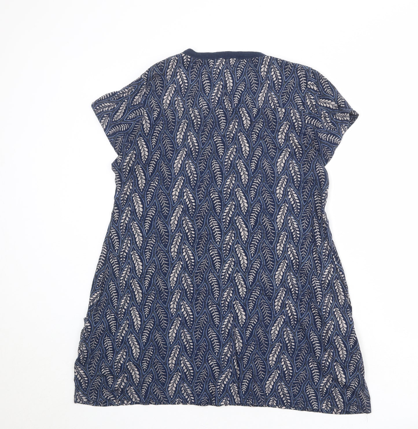 MANTARAY PRODUCTS Womens Blue Geometric 100% Cotton Basic Blouse Size 16 V-Neck