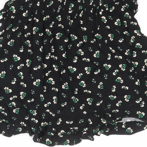 New Look Womens Black Floral Viscose Wrap Skirt Size 8