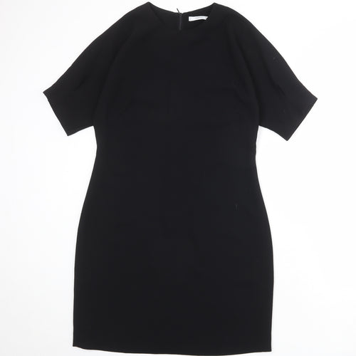 Mango Womens Black Polyester Shift Size L Round Neck Zip