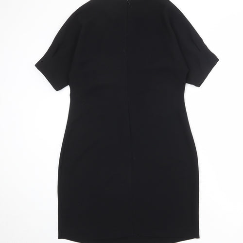 Mango Womens Black Polyester Shift Size L Round Neck Zip