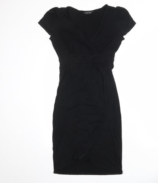 Dorothy Perkins Womens Black Viscose Shift Size 10 V-Neck Pullover