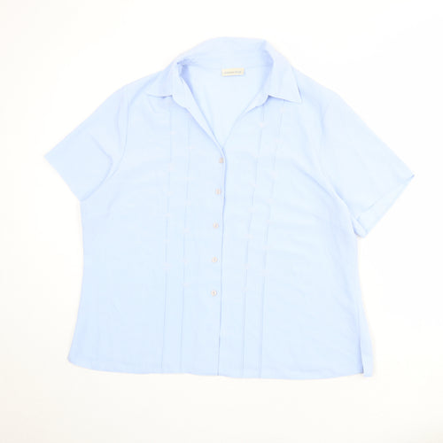 Michael Gold Womens Blue Polyester Basic Button-Up Size 22 Collared