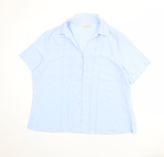 Michael Gold Womens Blue Polyester Basic Button-Up Size 22 Collared