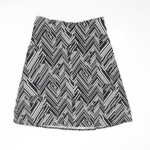 Bonmarché Womens Black Geometric Viscose Swing Skirt Size 14