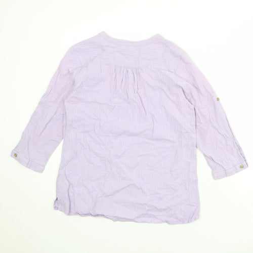Mountain Warehouse Womens Purple Striped 100% Cotton Basic Blouse Size 12 V-Neck
