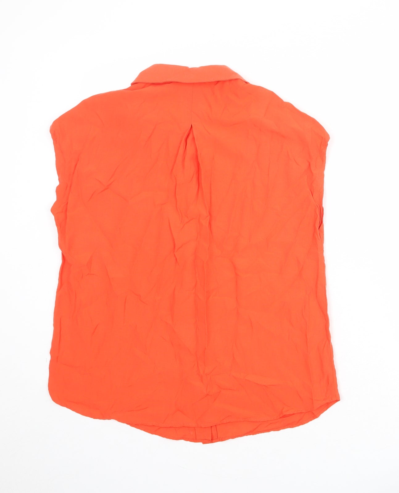 Mango Womens Orange Polyester Basic Button-Up Size 6 Collared