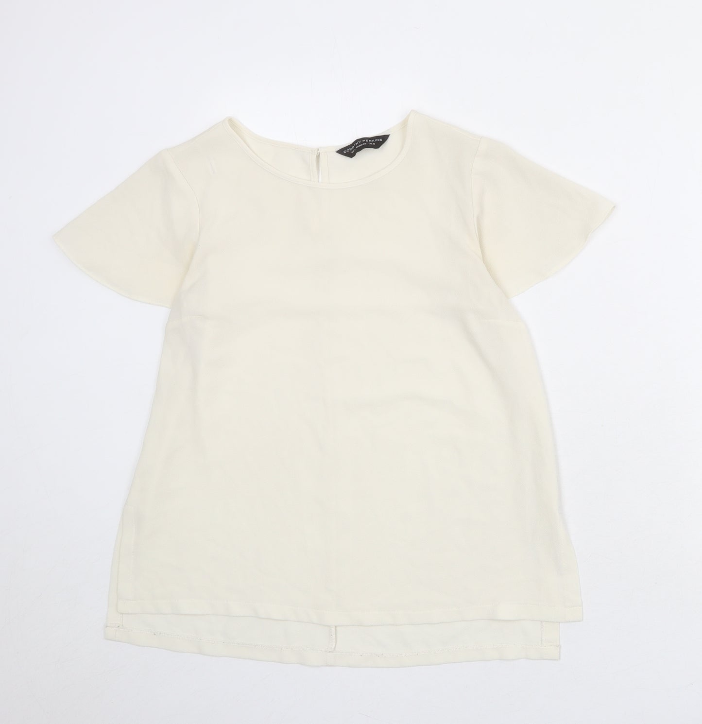 Dorothy Perkins Womens Ivory Polyester Basic T-Shirt Size 10 Round Neck