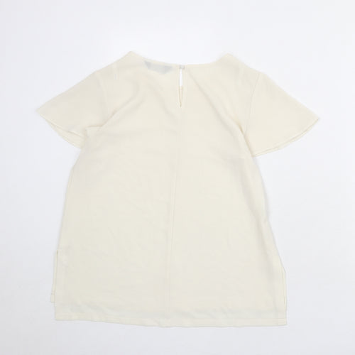 Dorothy Perkins Womens Ivory Polyester Basic T-Shirt Size 10 Round Neck