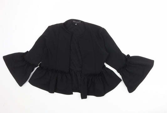 PRETTYLITTLETHING Womens Black Jacket Blazer Size 10 - Flute Sleeve