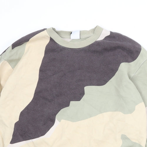 Zara Womens Multicoloured Camouflage Cotton Pullover Sweatshirt Size S Pullover
