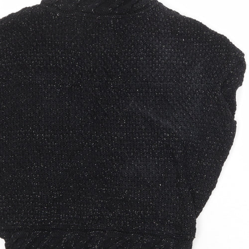 Gap Girls Black V-Neck Geometric Cotton Cardigan Jumper Size 13 Years Pullover