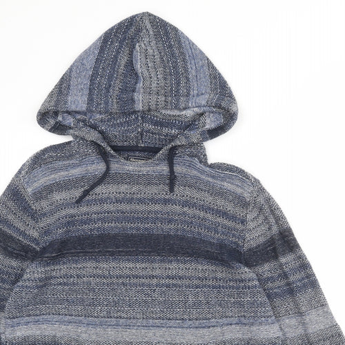 Abercrombie & Fitch Mens Blue Striped Cotton Pullover Hoodie Size M
