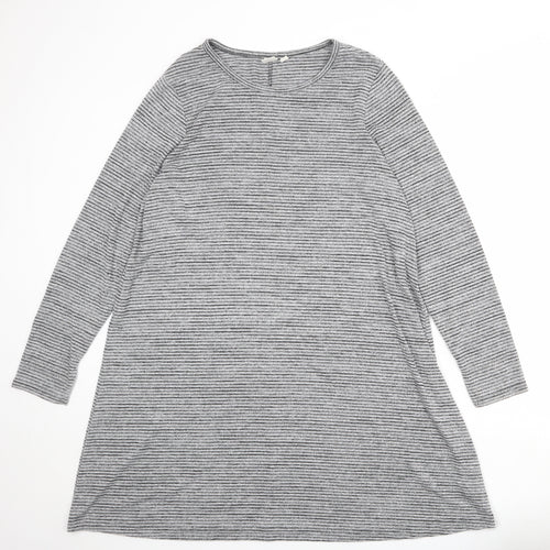 Gap Womens Grey Striped Polyester Jumper Dress Size XL Round Neck Pullover