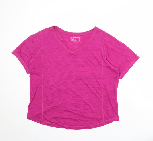 NEXT Womens Purple Polyester Basic T-Shirt Size M V-Neck Pullover
