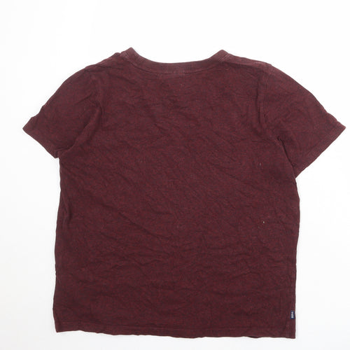 Superdry Womens Red 100% Cotton Basic T-Shirt Size 14 Round Neck