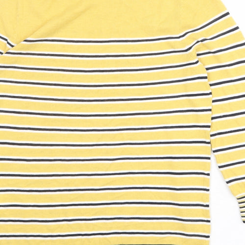 NEXT Womens Yellow Round Neck Striped Cotton Pullover Jumper Size 8
