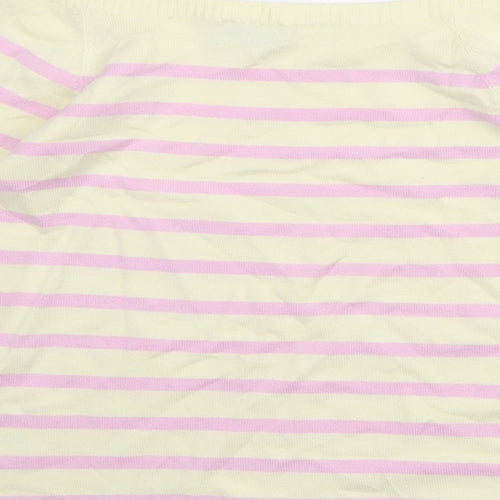 Oasis Womens Yellow Boat Neck Striped Cotton Pullover Jumper Size 8